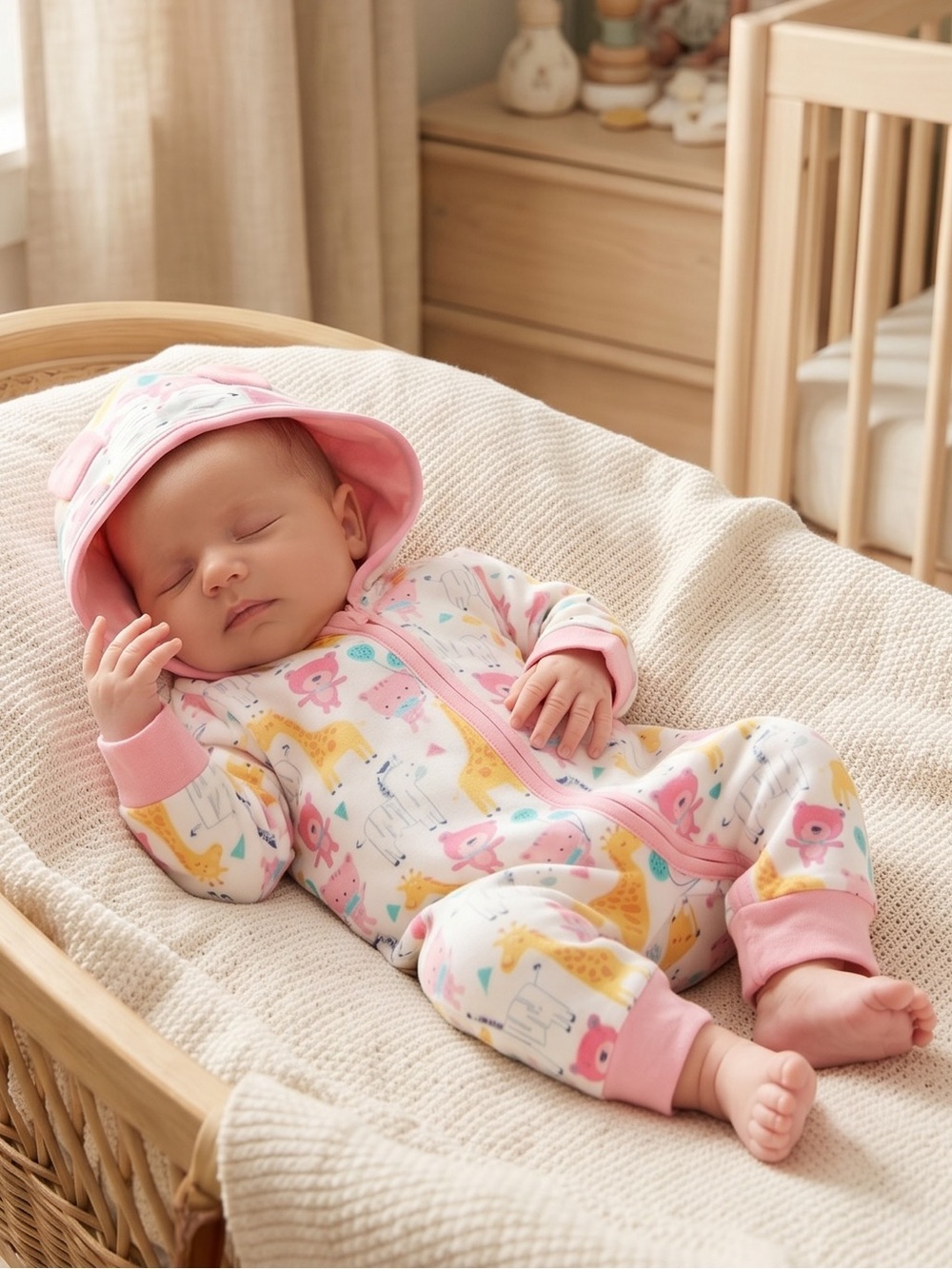 Gymboree Pink Hooded Animal-Print One-Piece Bodysuit
